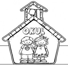 OKUL - Çocuklar ve Okul Temalı Etkinlik, Eğitici Boyama Sayfası